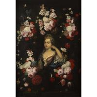 CIRCLE OF GASPAR PIETER VERBRUGGEN THE YOUNGER (FLEMISH 1664-1730) A CARTOUCHE OF FLOWERS WITH DIANA