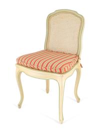 A Set of Eight Louis XV Style White-Painted Caned Dining Chairs Chairs — 20TH CENTURY