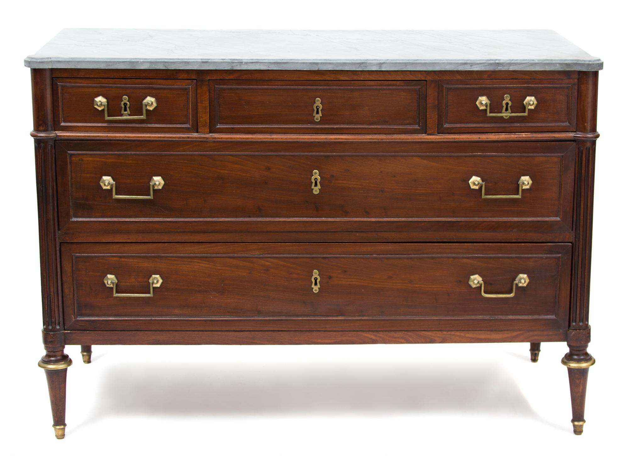 A Louis XVI Fruitwood Marble Top Commode — EARLY 19TH CENTURY