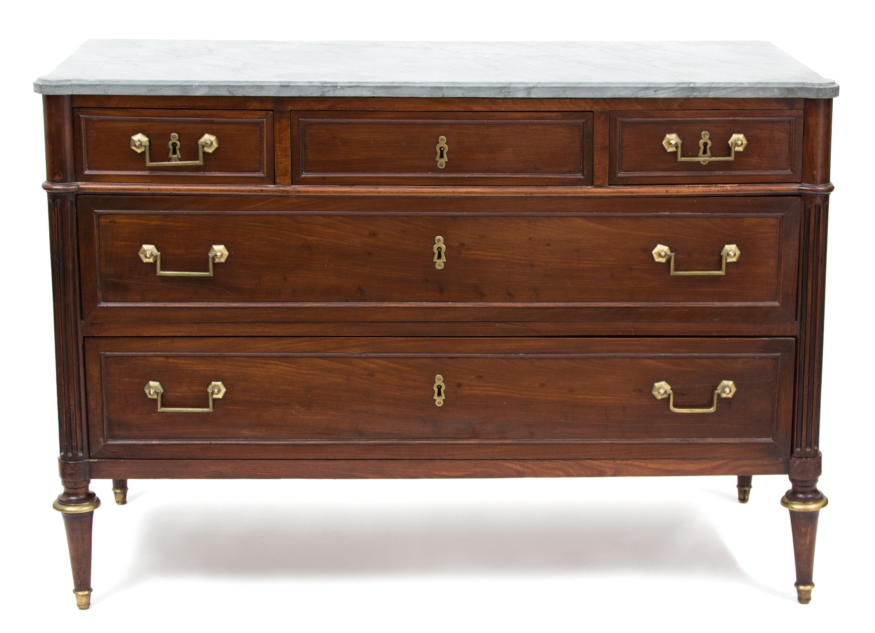 A Louis XVI Fruitwood Marble Top Commode — EARLY 19TH CENTURY