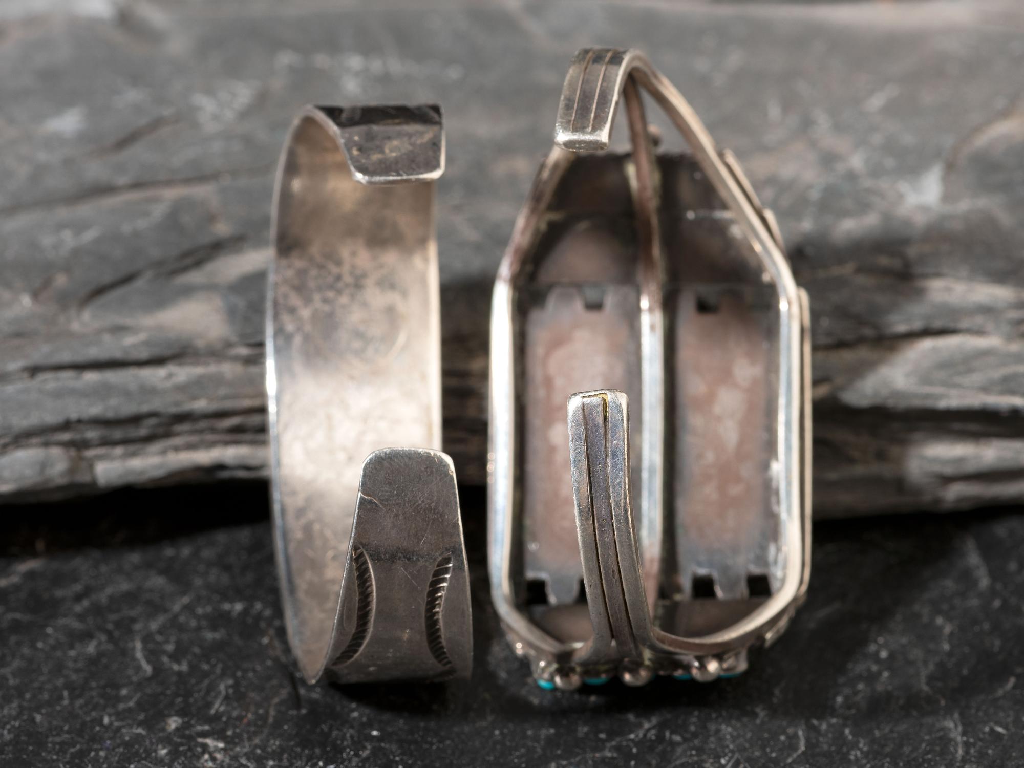 Pair of Zuni Flush Channel Inlay Cuff Braclets