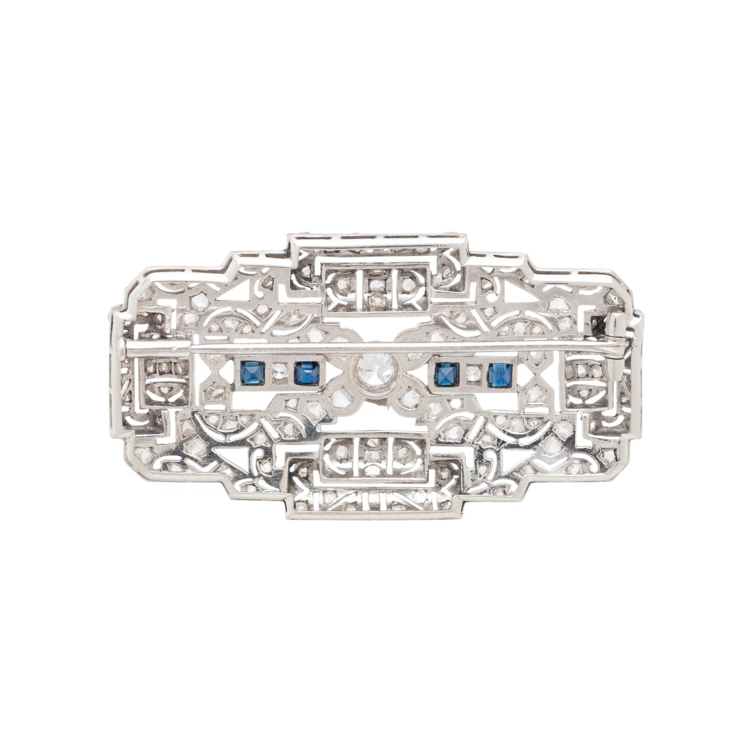 DIAMOND AND SAPPHIRE BROOCH
