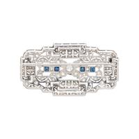 DIAMOND AND SAPPHIRE BROOCH
