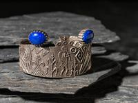 Tufa Cast Silver and Lapis Cuff Bracelet
