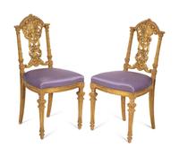 A Pair of Napoleon III Giltwood Side Chairs