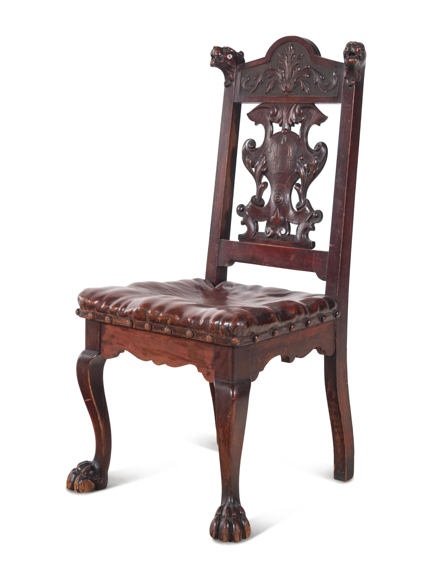 A Continental Renaissance Revival Carved Walnut Side Chair