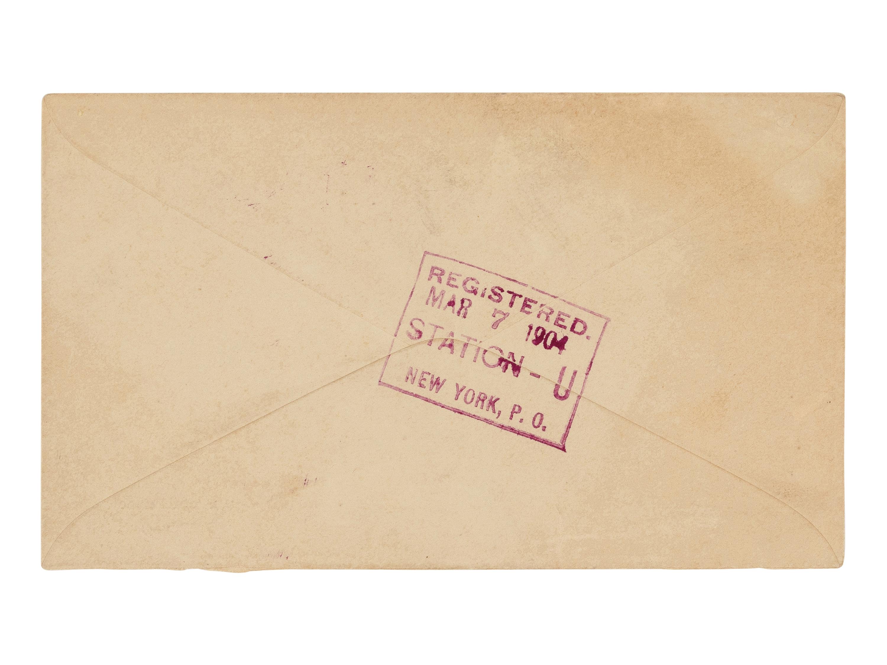 [LINCOLN ASSASSINATION]. ARNOLD, Samuel B. (1834-1906). Autograph note unsigned but in Arnold's hand on letter sent by A.E. Fostell. Friendship, Anne Arundel County, Maryland, ca July 1904.
