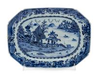 A Chinese Export Blue and White Porcelain Platter Length 12 1/8 inches. — 19TH CENTURY