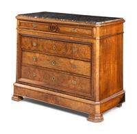A Louis Philippe Walnut Marble-Top Commode
