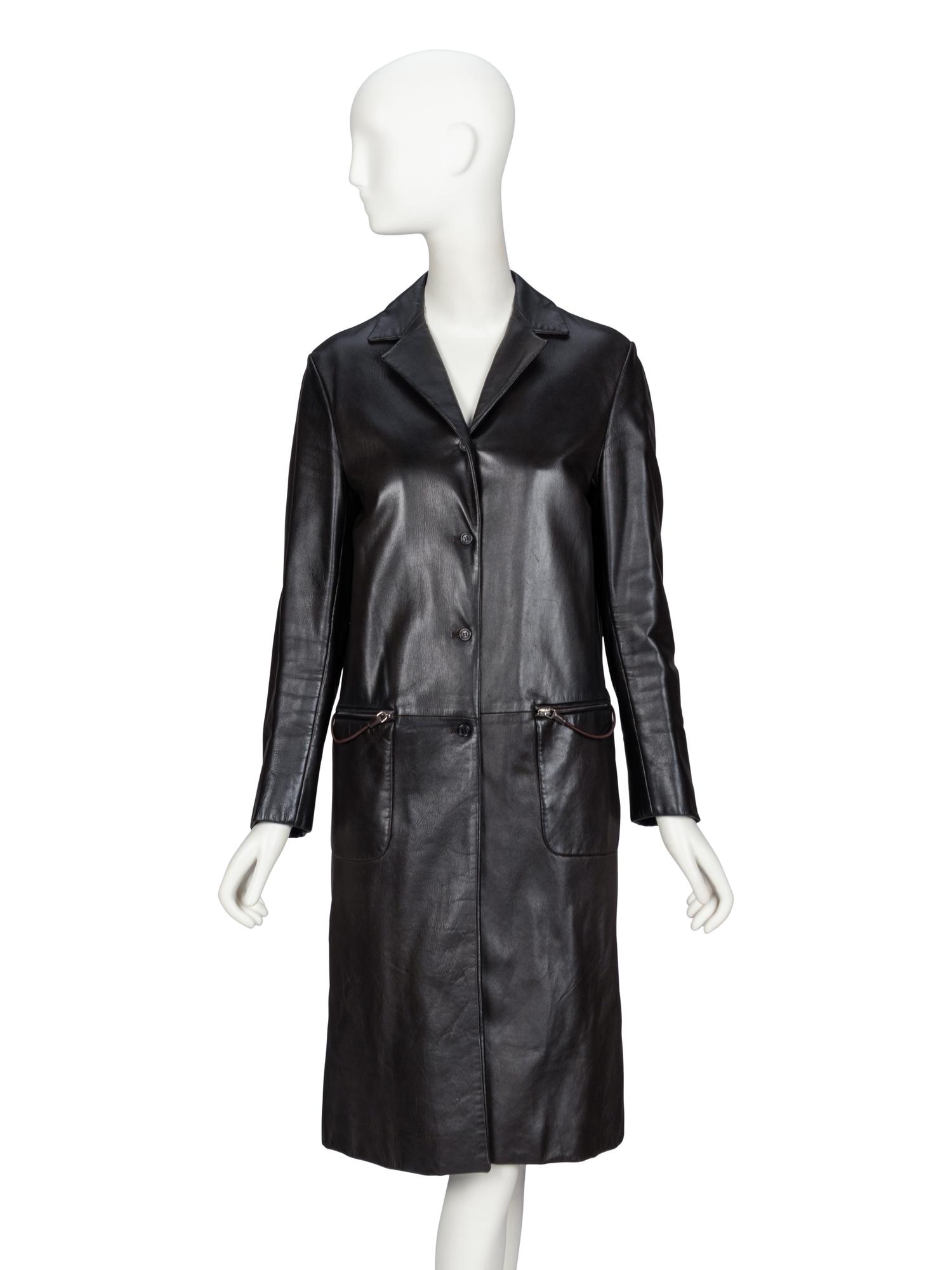 Prada, Black Leather Coat