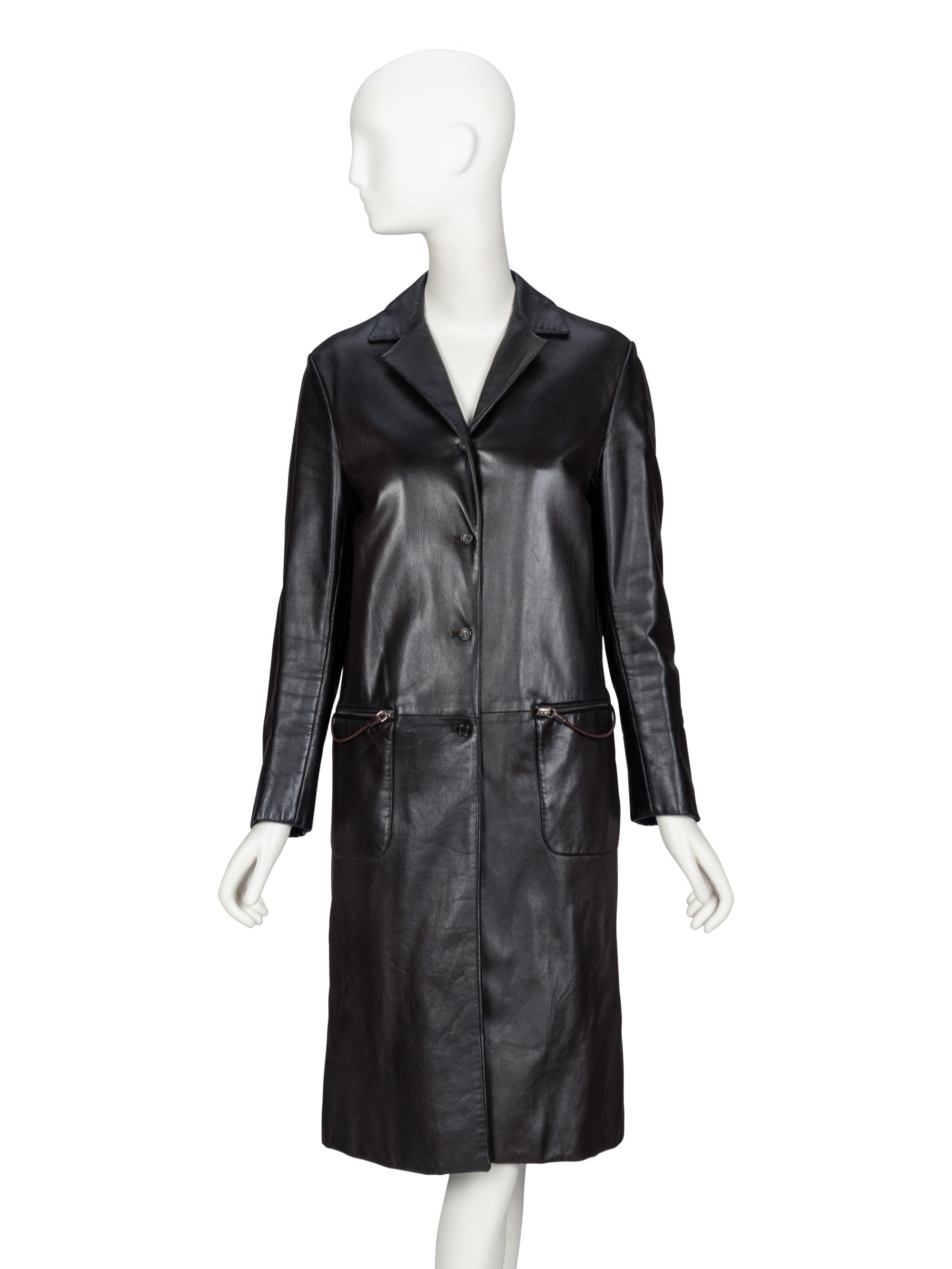 Prada, Black Leather Coat