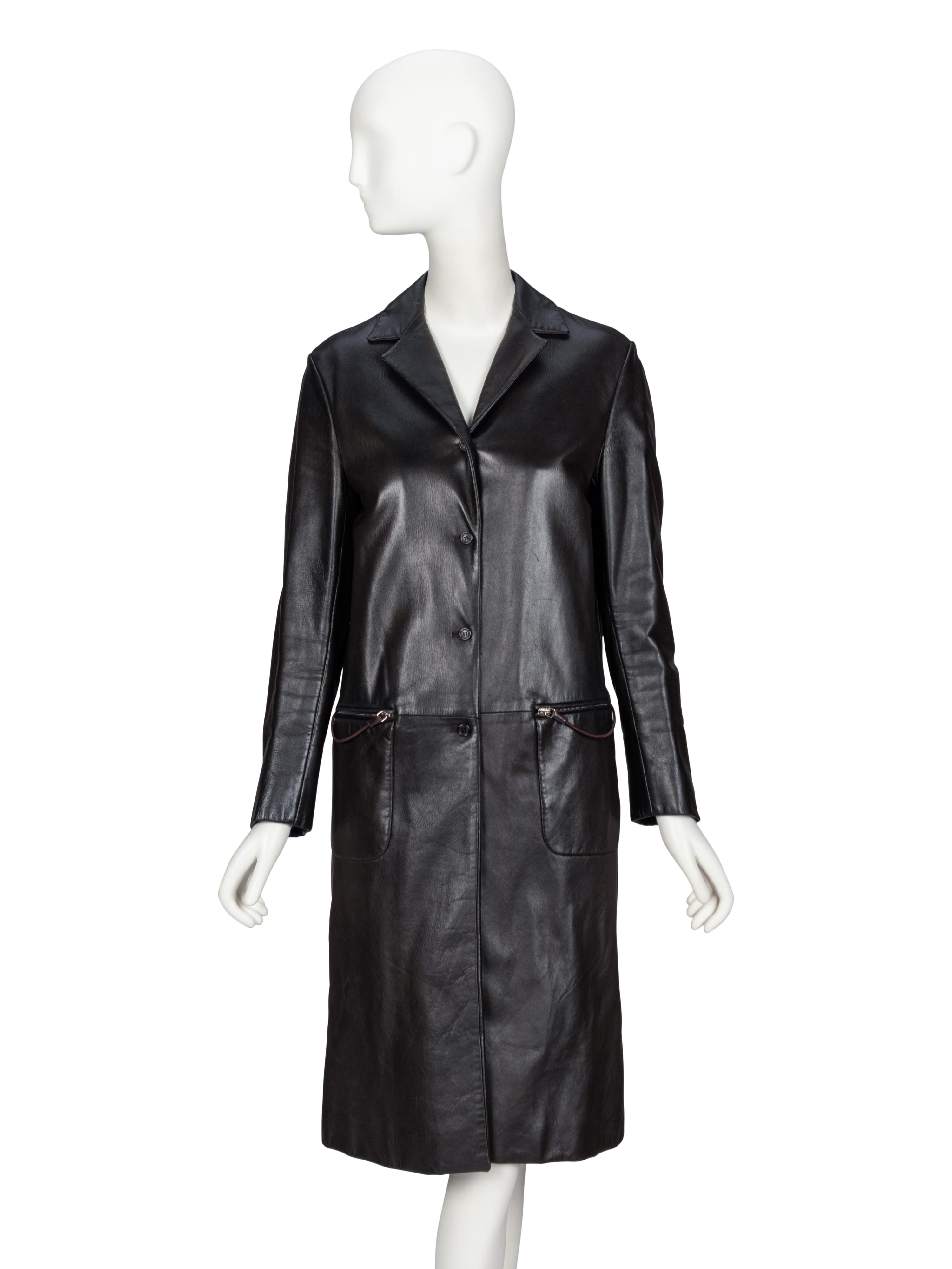 Prada, Black Leather Coat