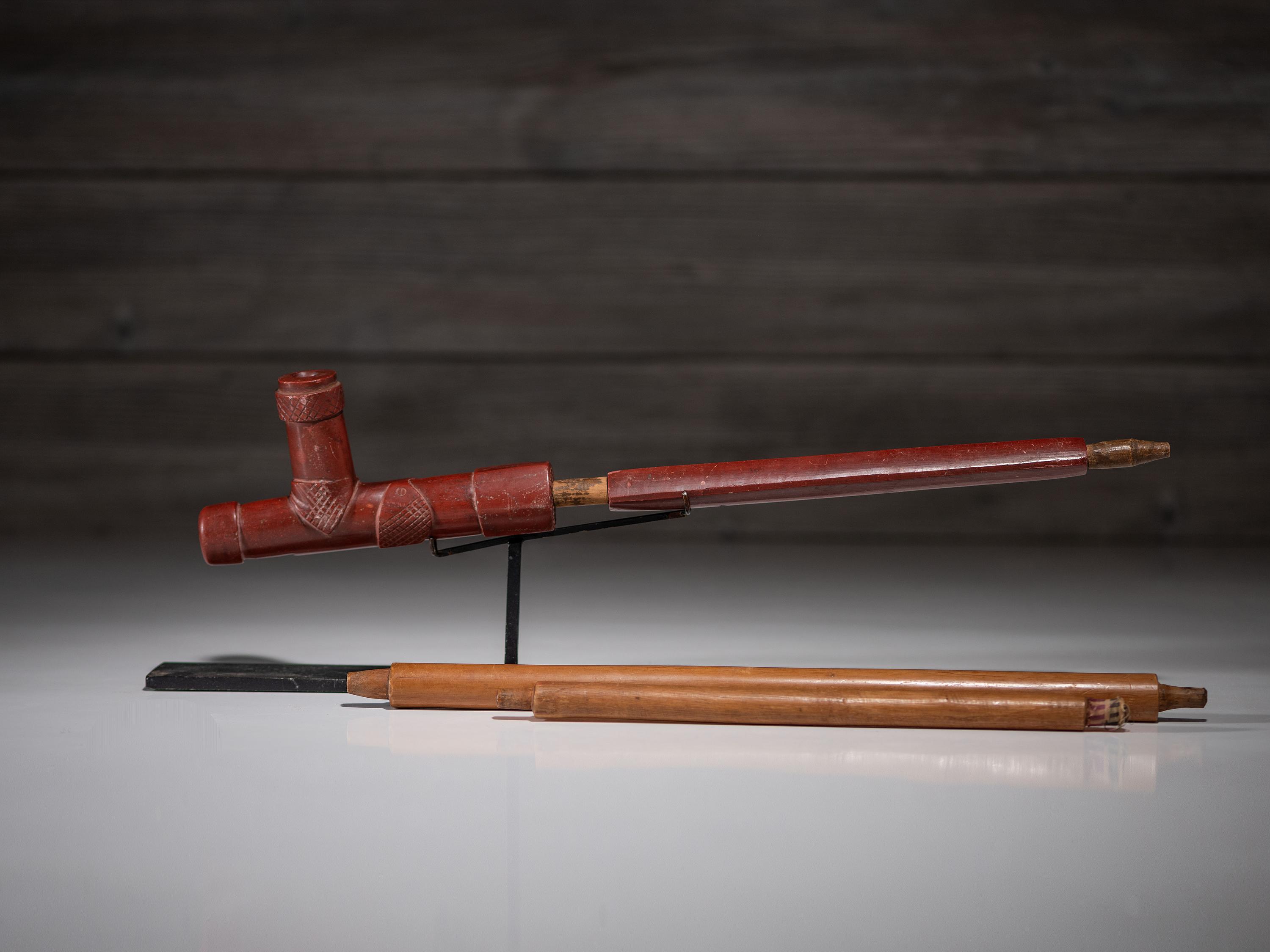 Plains Catlinite Pipe, with Additional Wood Stems