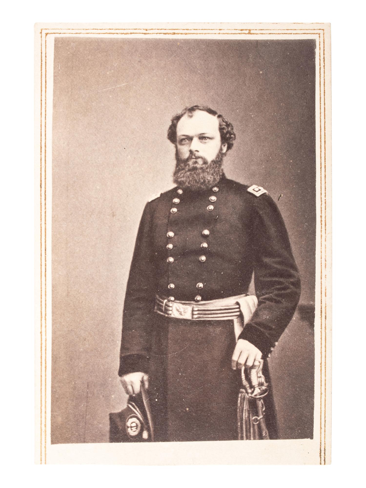[CIVIL WAR]. BRADY, Mathew, photographer. Signed CDV of Major General Quincy Adams Gillmore. New York: E. & H.T. Anthony, 11 December 1863.