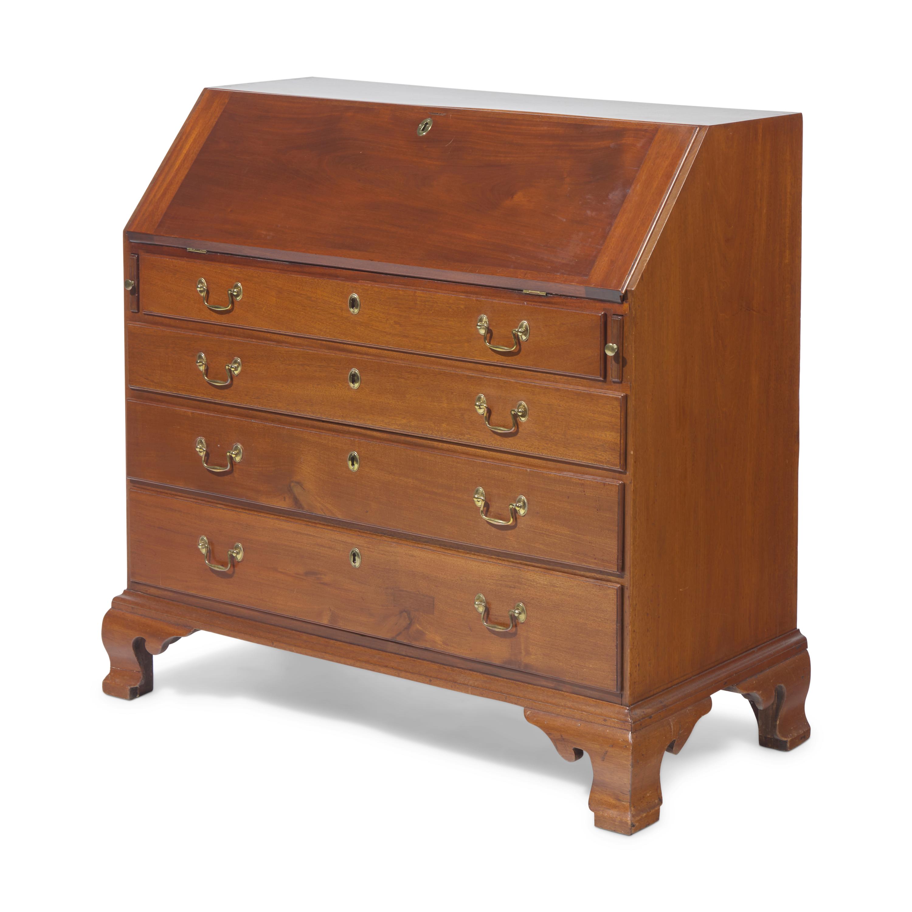 A Chippendale Shell-Carved Mahogany Slant-Front Desk