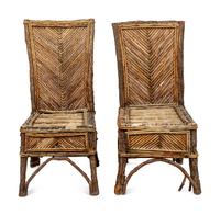 A Pair of Rustic Birch Side Chairs