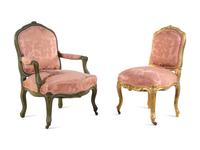 A Set of Three Louis XV Style Giltwood Chairs