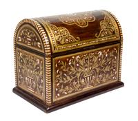 A Brass and Mother-of-Pearl Inlaid Cave a Liqueur Width 21 3/4 inches. — 19TH/20TH CENTURY
