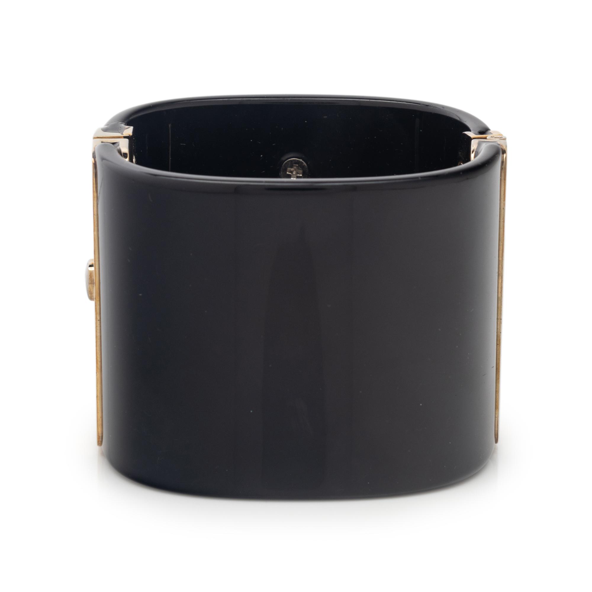Chanel Resin & Rhinestone Logo Cuff