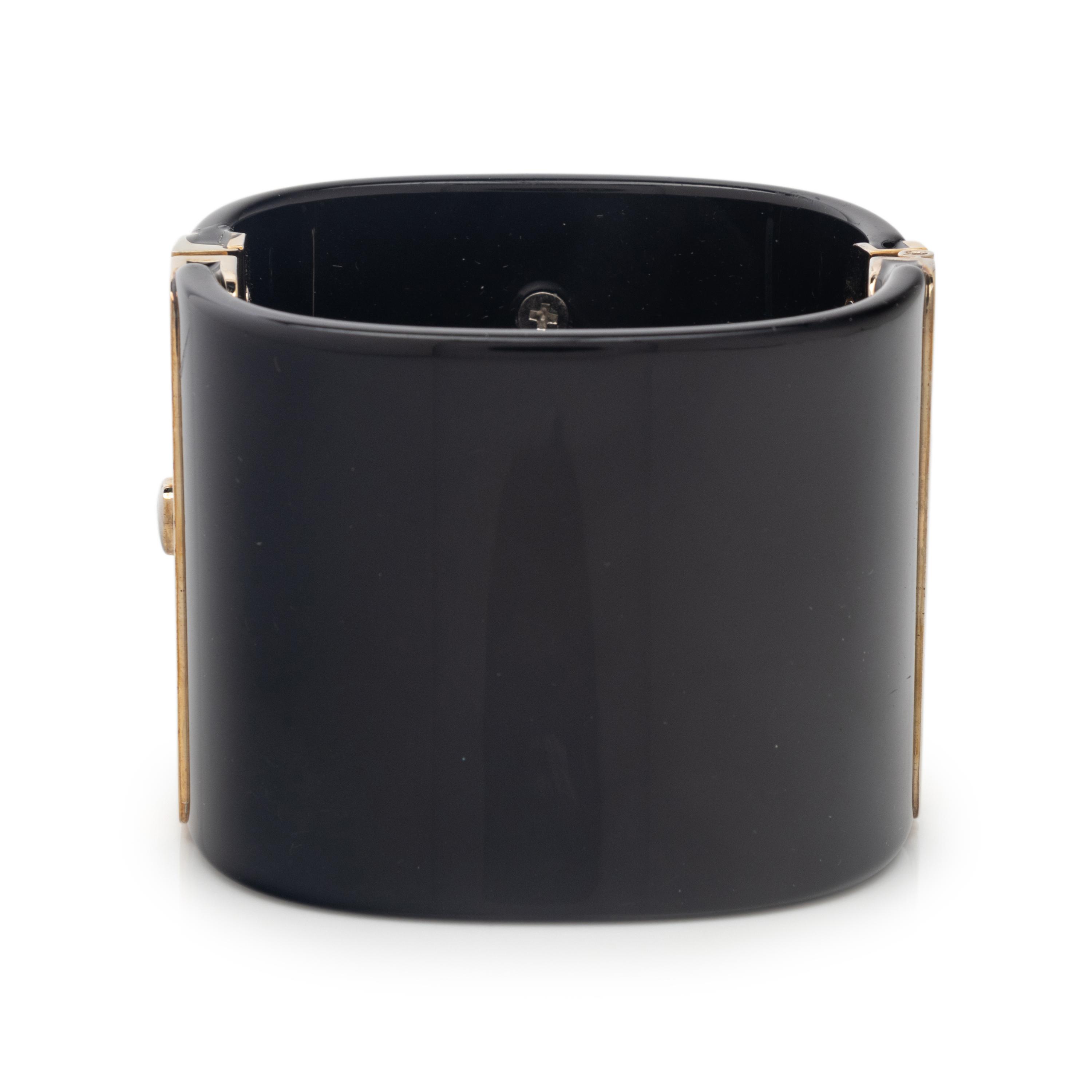 Chanel Resin & Rhinestone Logo Cuff