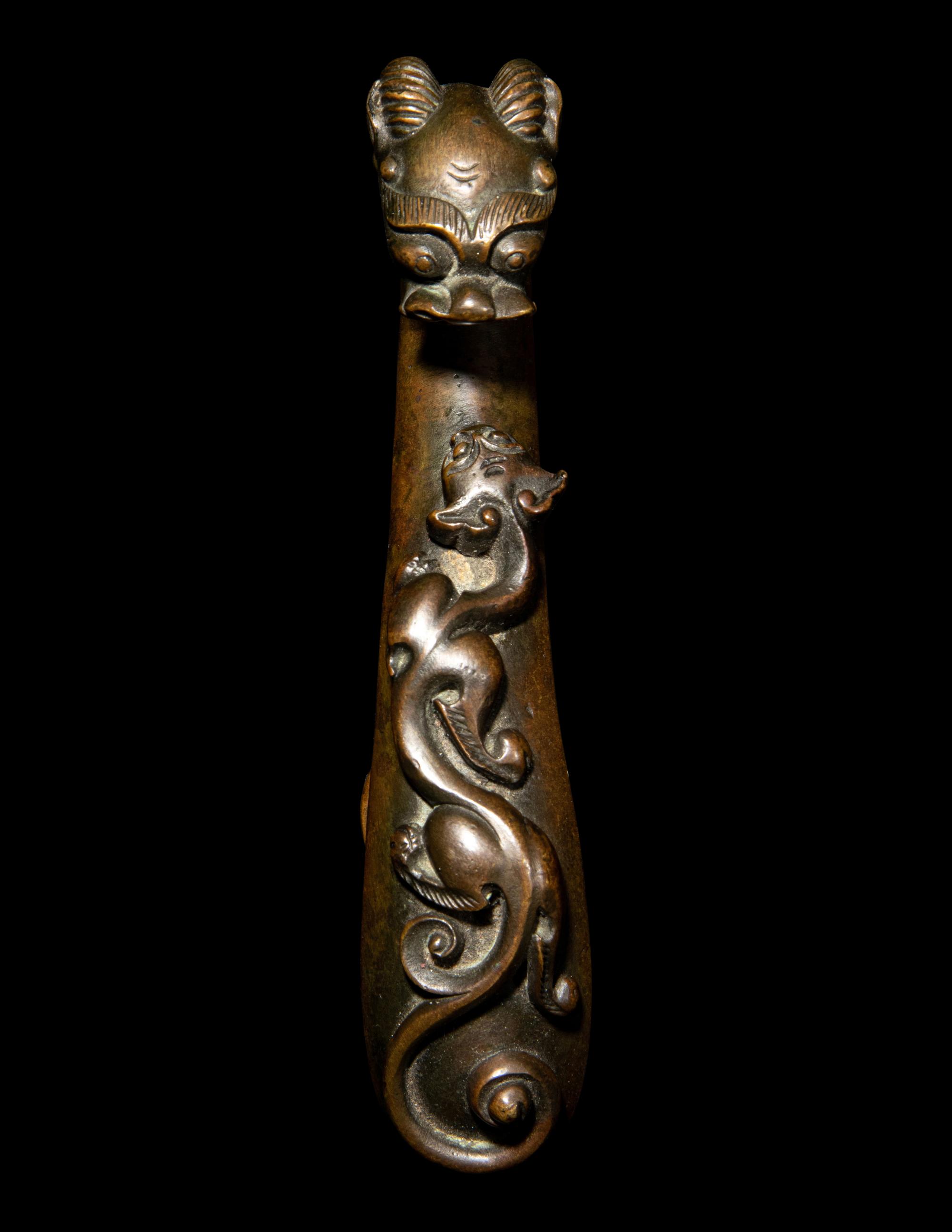 A Chinese Bronze Chilong Belt Hook