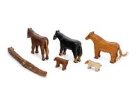 A Group of Three Horses, Two Dogs and a Snake