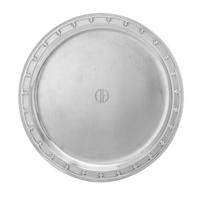 An American Silver Serving Dish, Tiffany & Co., New York, NY, of circular form, in the Art Deco taste, centered by an engraved monogram
