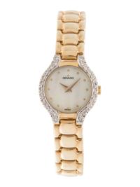 MOVADO, 14K YELLOW GOLD AND DIAMOND WRISTWATCH