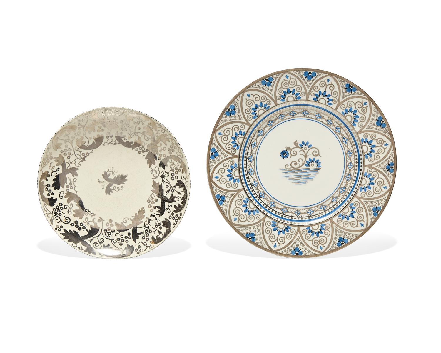 Two Wedgwood Lustre Glazed Earthenware Plates