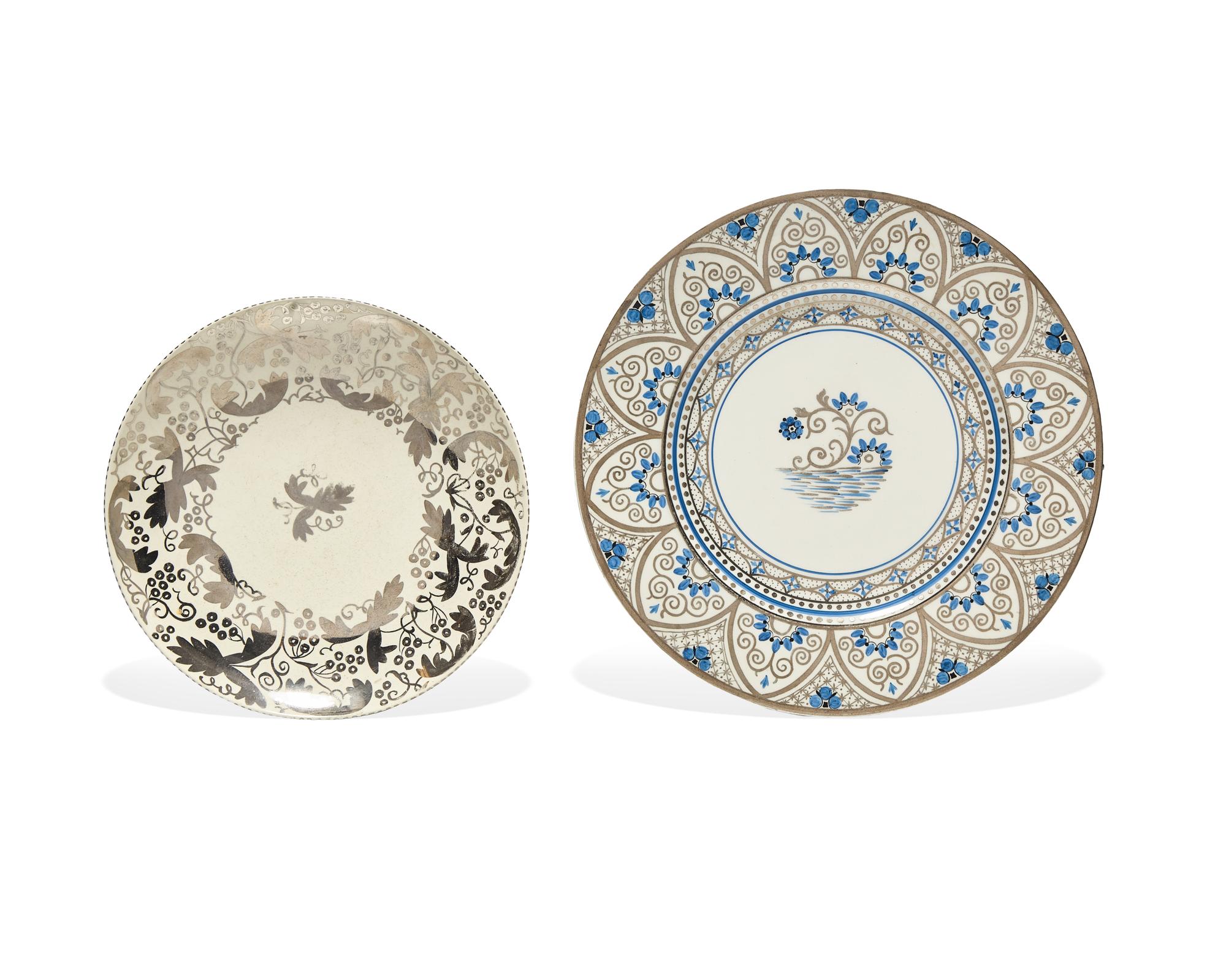 Two Wedgwood Lustre Glazed Earthenware Plates