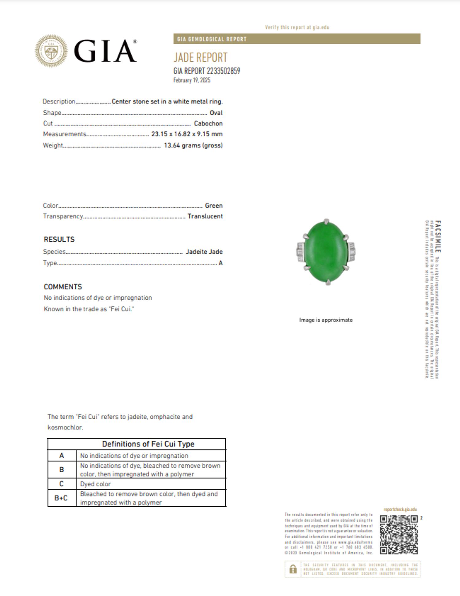 PLATINUM, JADE, AND DIAMOND RING