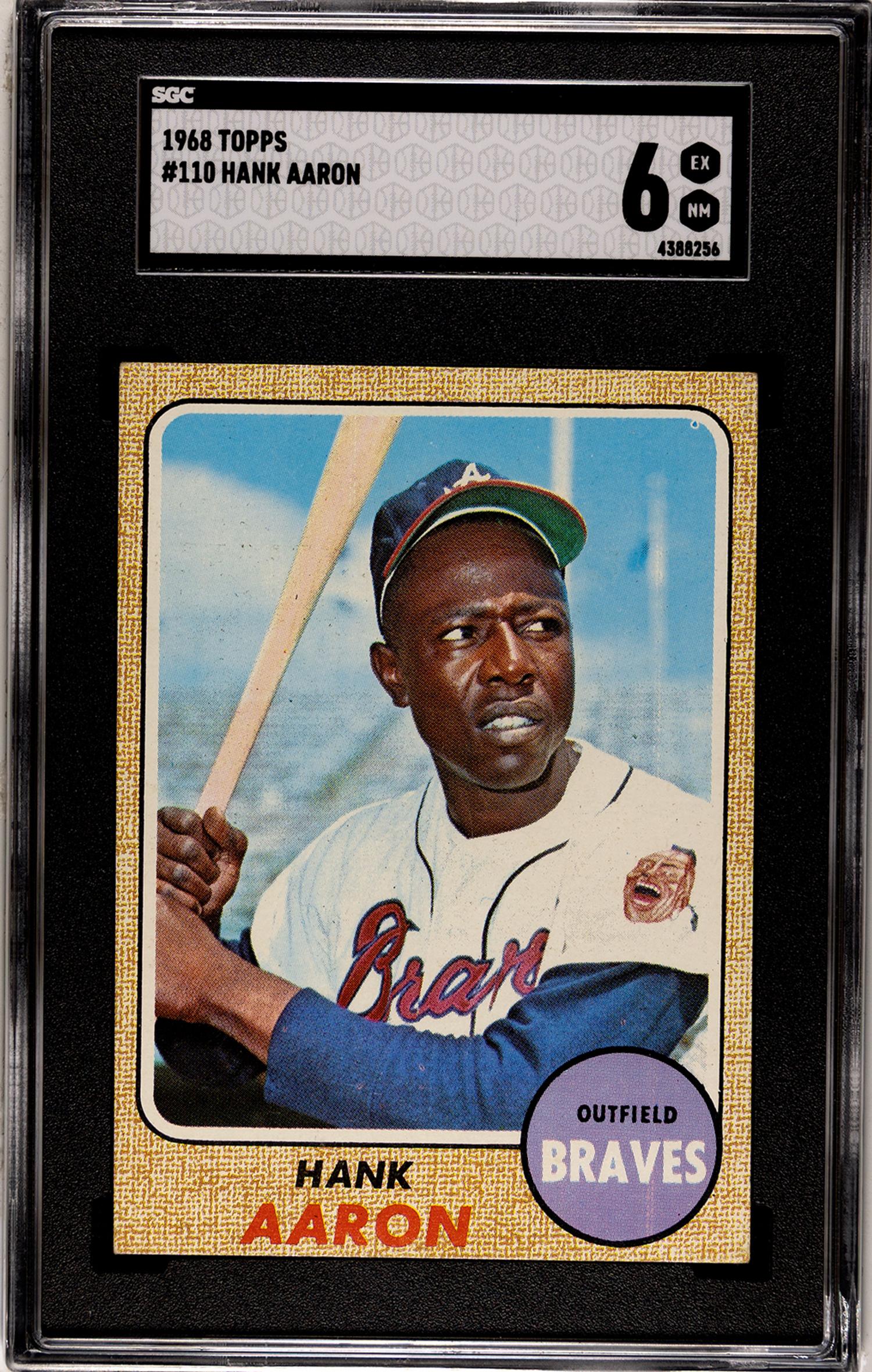 A 1968 Topps Hank Aaron Baseball Card No. 110 (SGC 6 EX-NM)