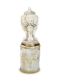 A Cast Resin Garden Seat and A Cast Stone Urn — 20TH CENTURY