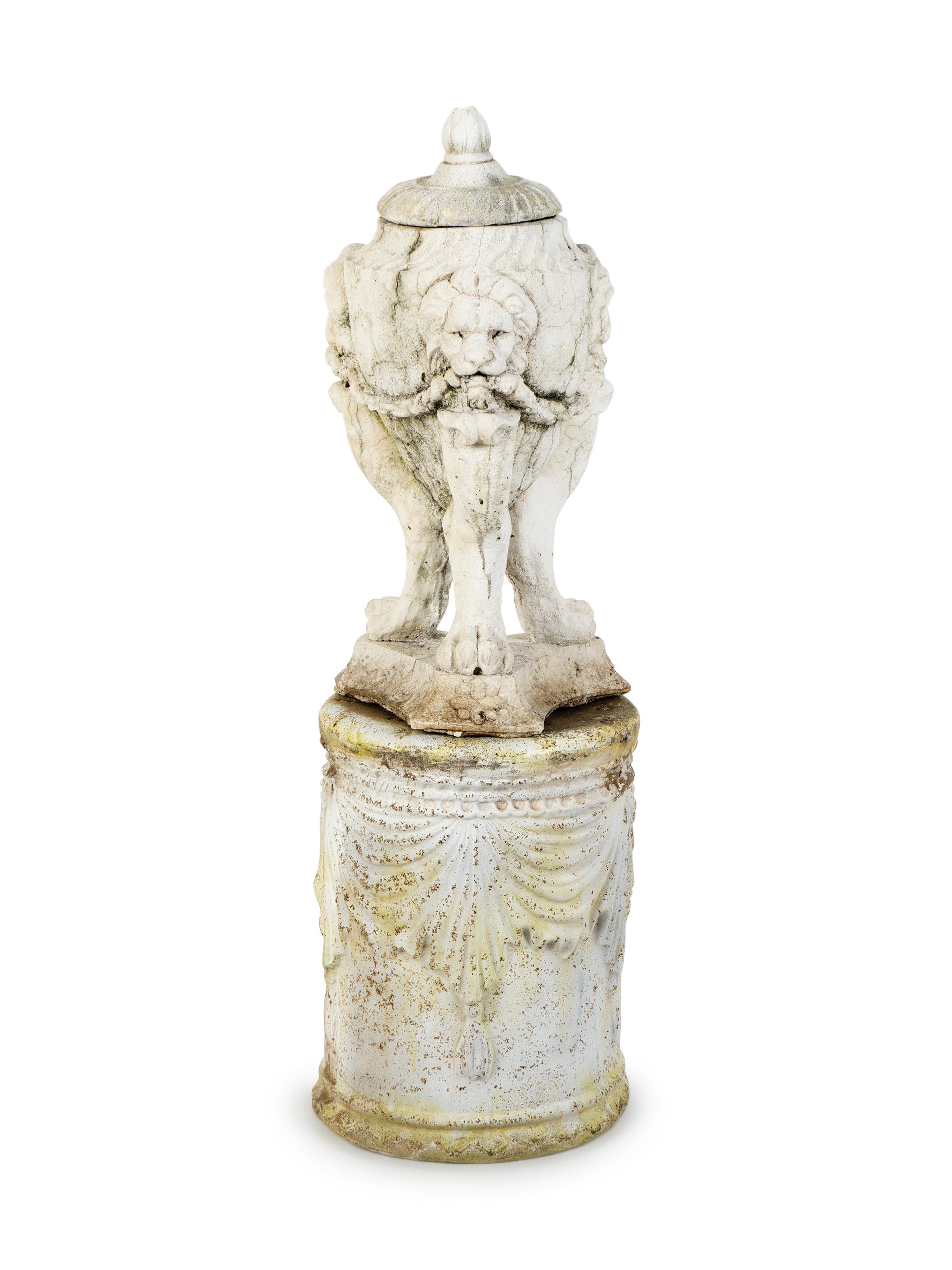 A Cast Resin Garden Seat and A Cast Stone Urn — 20TH CENTURY