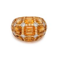 FRENCH, CITRINE AND DIAMOND RING