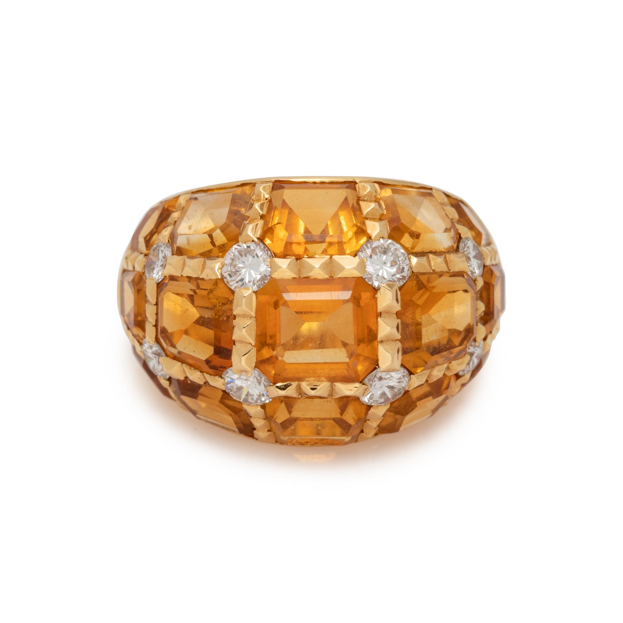 FRENCH, CITRINE AND DIAMOND RING