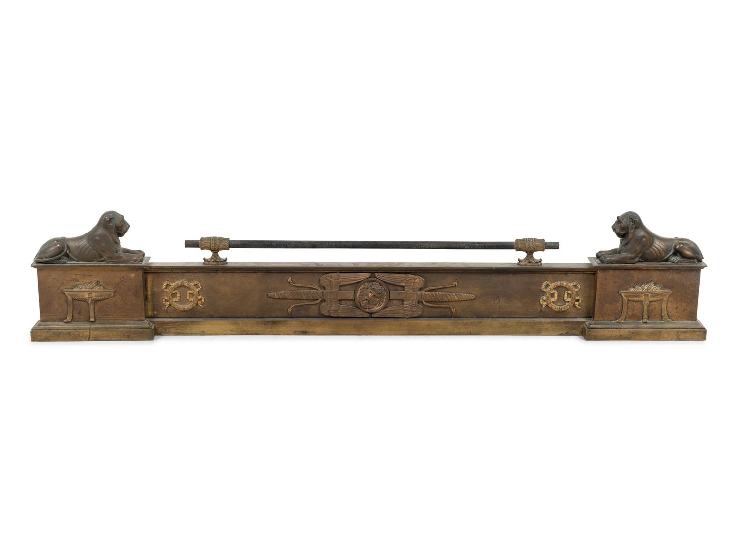 An Empire Style Gilt Bronze Fire Fender
