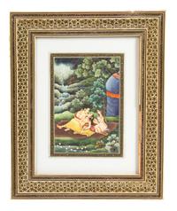 A Pair of Indian Watercolor Paintings on Metal Height 7 x width 5 inches. — 19TH CENTURY