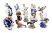 Fourteen Royal Copenhagen and Bing & Grondahl Porcelain Figures