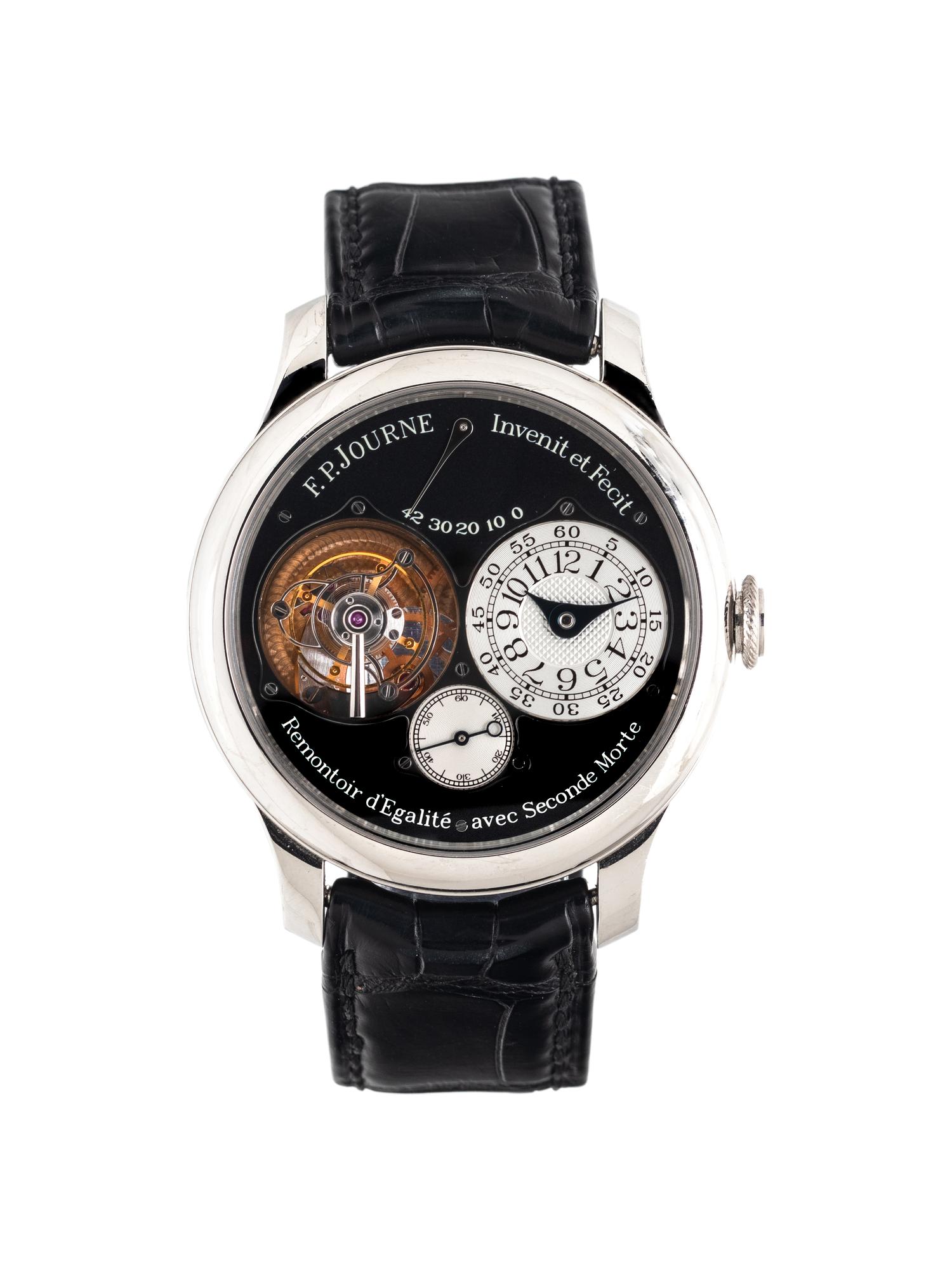 A RARE AND IMPORTANT F.P. JOURNE, PLATINUM 'TOURBILLON SOUVERAIN BLACK LABEL' WATCH