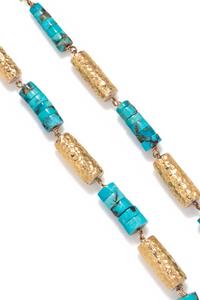 YELLOW GOLD AND TURQUOISE NECKLACE