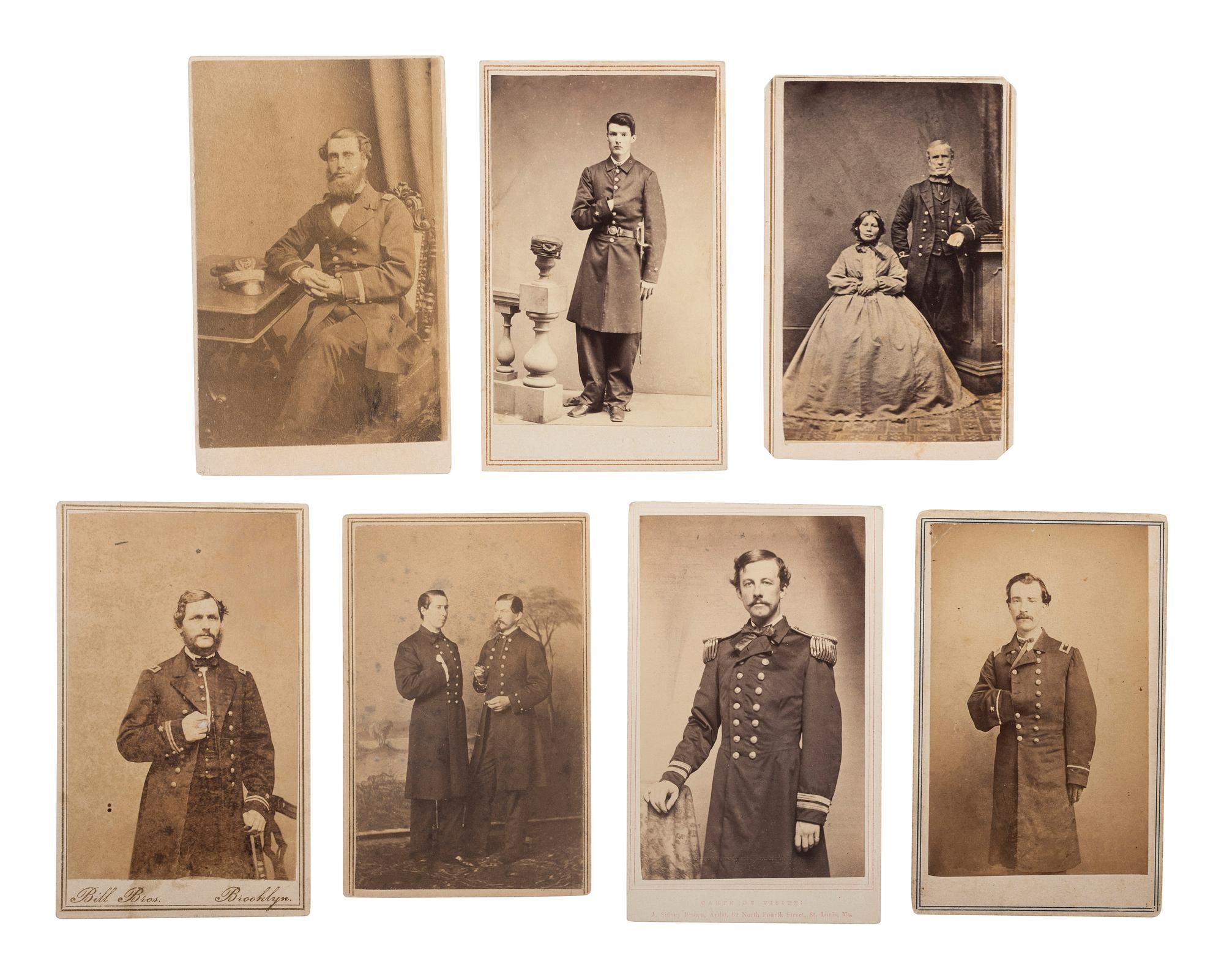 [CIVIL WAR]. A group of 7 CDVs of unidentified naval officers, comprising: