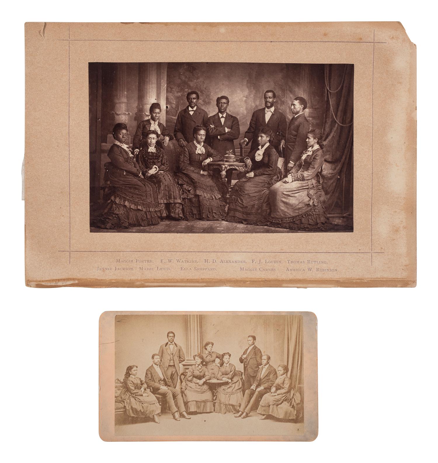 [EDUCATION]. A pair of portraits of the Fisk Jubilee Singers [with:] photograph of the Fisk University graduating class of 1928.