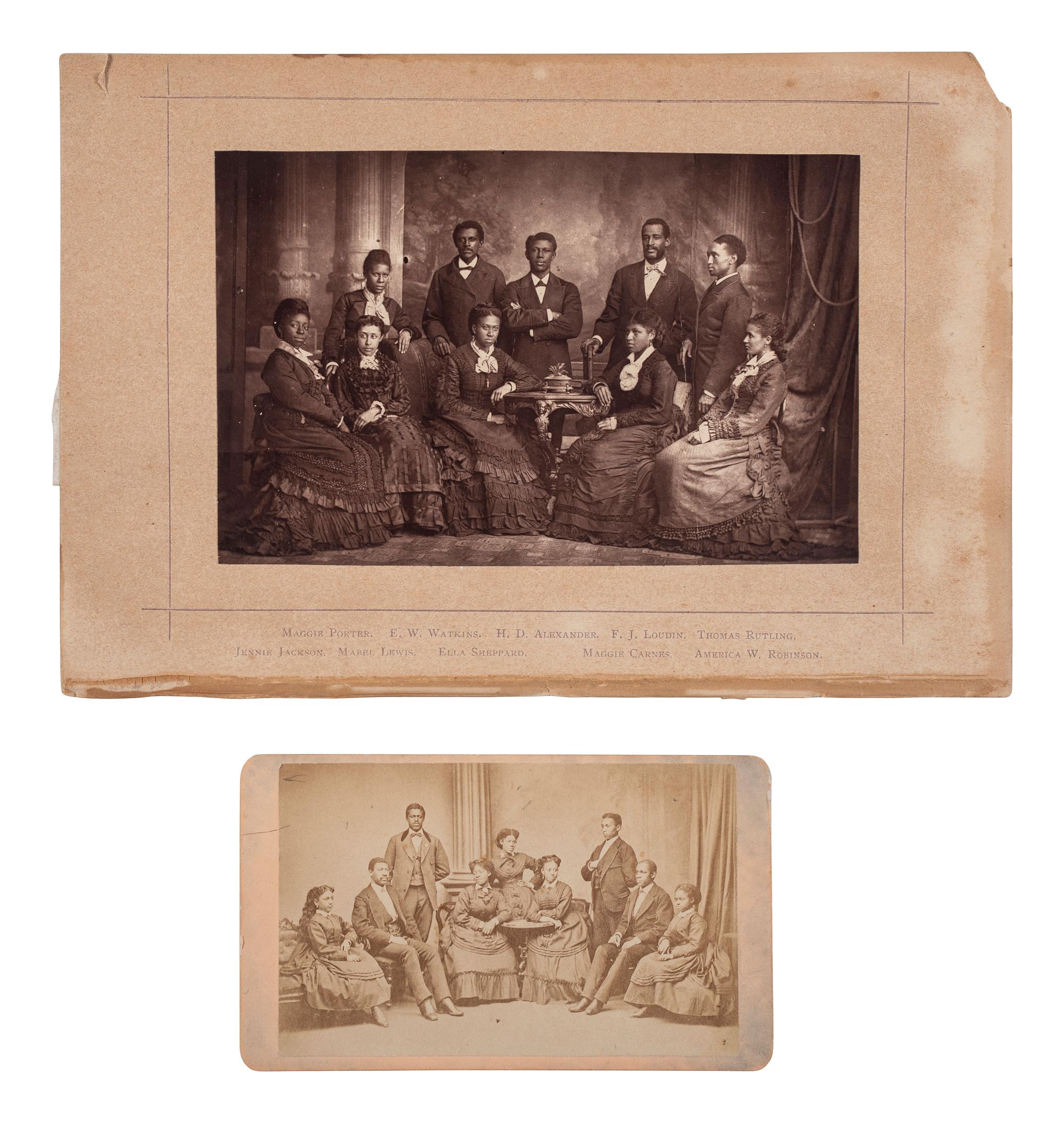 [EDUCATION]. A pair of portraits of the Fisk Jubilee Singers [with:] photograph of the Fisk University graduating class of 1928.
