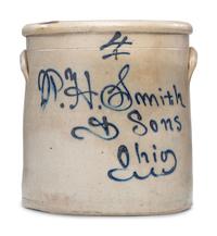 A P.H. Smith and Sons Four-Gallon Script Stoneware Crock