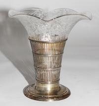 An American Etched Glass and Silver Trumpet Vase, Watson & Co. Height 7 inches. — EARLY 20TH CENTURY