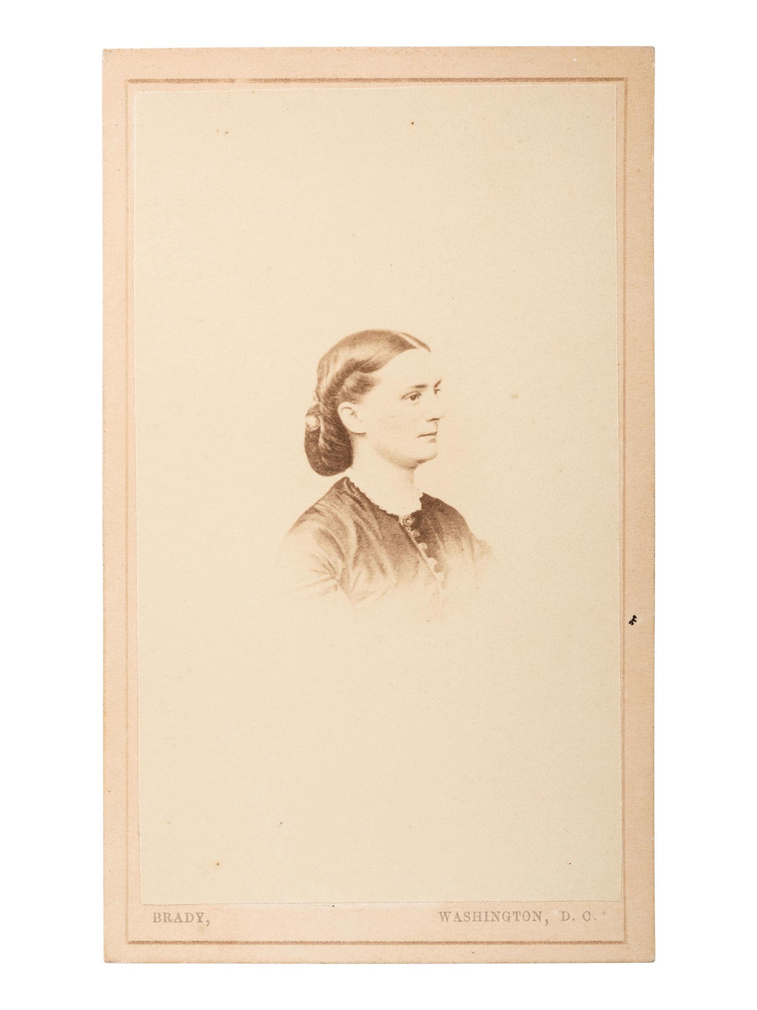 [CIVIL WAR]. BRADY, Mathew B., photog. CDV attrib. as Dr. Mary Walker, MOH. Washington, ca 1860s.