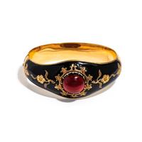 ENAMEL AND RED GLASS BANGLE BRACELET