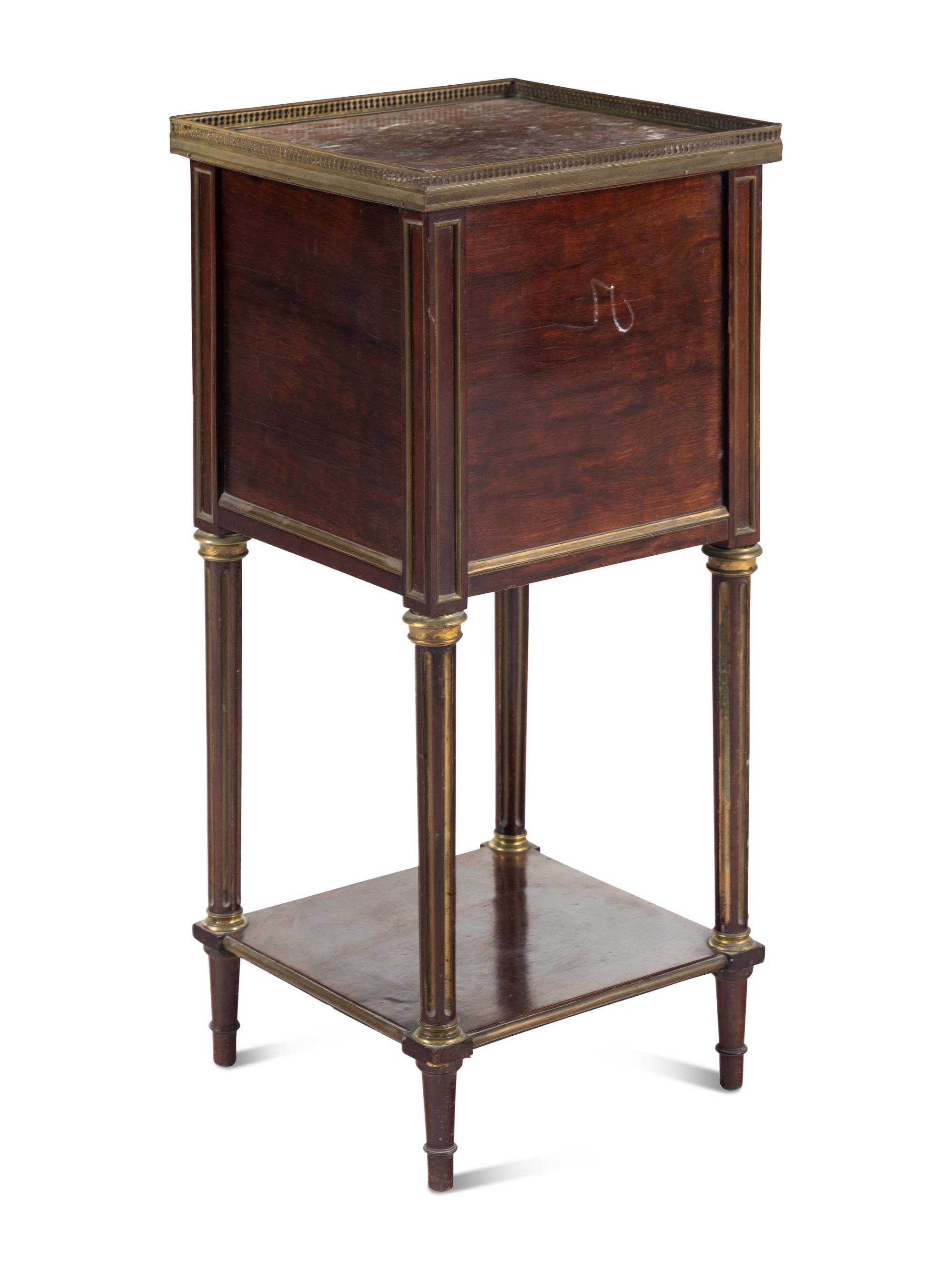 A Louis XVI Style Kingwood Marble-Top Cabinet