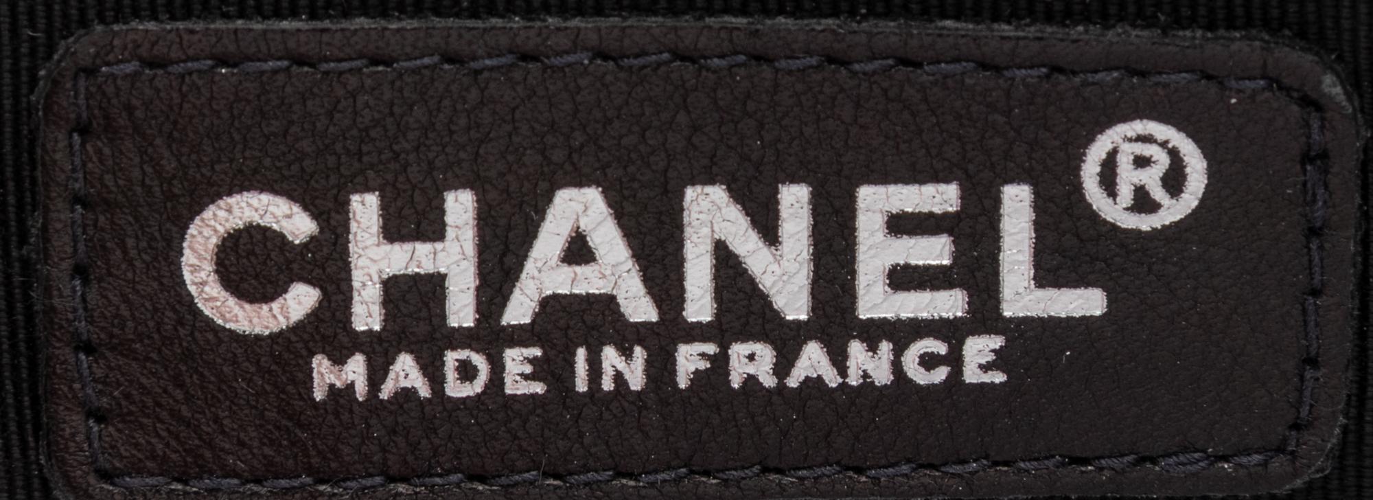 Chanel, Silver Nylon Flap Bag & Matching Belt